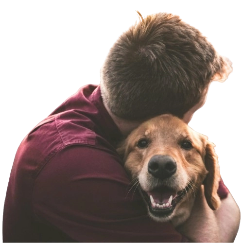 criadora de perros besando a su perrita